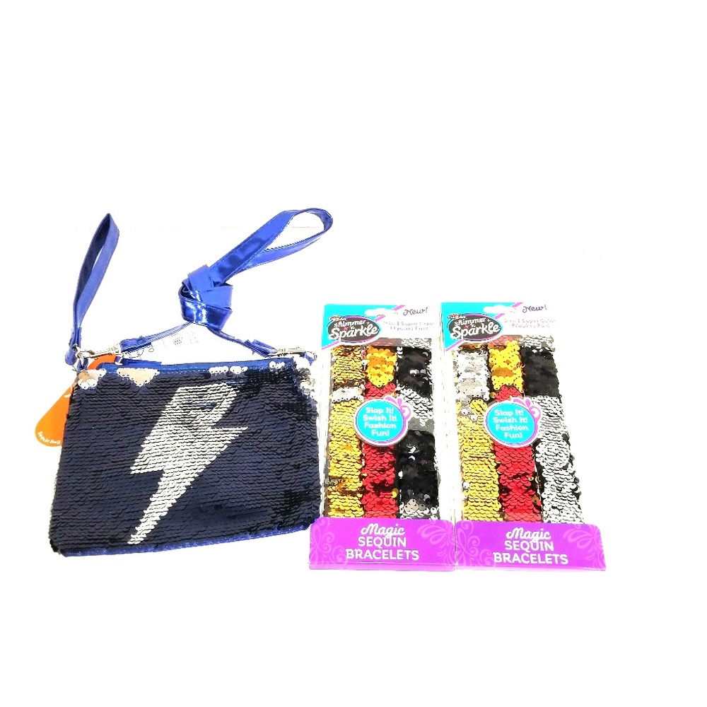 3/$15 Flip Reversible Sequin Purse & 6 bracelets bundle